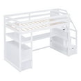 thumbnail image 2 of Bellemave Twin Loft Bed with Stairs and Desk, Solid Wood High Loft Bed Frame with Storage Drawers and Bookshelf for Teens Adults (White), 2 of 8