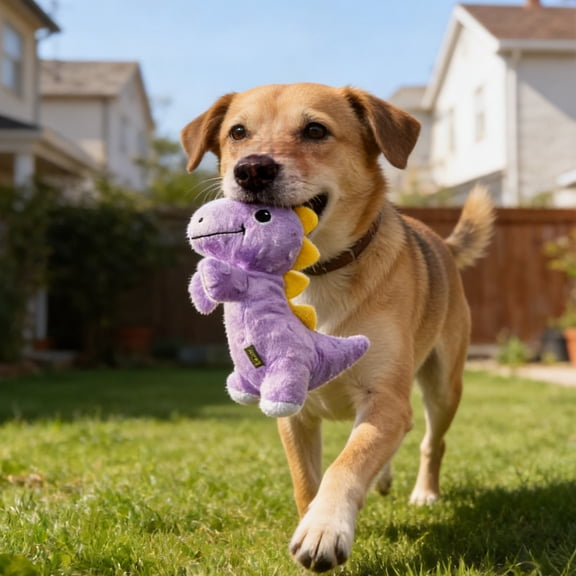 Interactive Dog Toys, Crinkle Dog Toys, Interactive Dog Toys for Small Dogs, Chew Proof Dog Toys, 1Pc Purple Dinosaur Plush Pet Toys 8X6X3.5 in Squeaky Bite Resistant for Oral