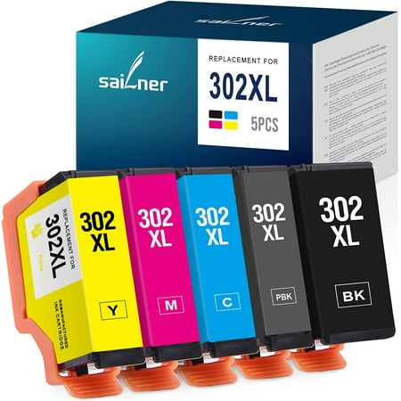 RENR 302XL Remanufactured Ink Cartridge Replacement for Epson 302 XL 302XL T302XL use with Expression XP6000 XP-6000 XP6100 XP-6100 Printer Black  Photo Black  Cyan  Magenta Yellow 302 XL Model Name Remanufactured Ink Cartridge for Epson 302XL Ink Cartridge Color 1 x 302XL Black ink cartridge-T302XL020-S；1 x 302XL Photo Black ink cartridge-T302XL120-S；1 x 302XL Cyan ink cartridge-T302XL220-S； 1 x 302XL Magenta ink cartridge-T302XL320-S； 1 x 302XL Yellow ink cartridge-T302XL420-S Compatible Pinter Expression Premium XP-6100 XP-6000 Small-in-One Page Yield Up to 650 pages per 302XL Black ink cartridge  Up to 350 pages per 302XL Photo Black/Cyan/Magenta/Yellow ink cartridge (at 5% coverage)