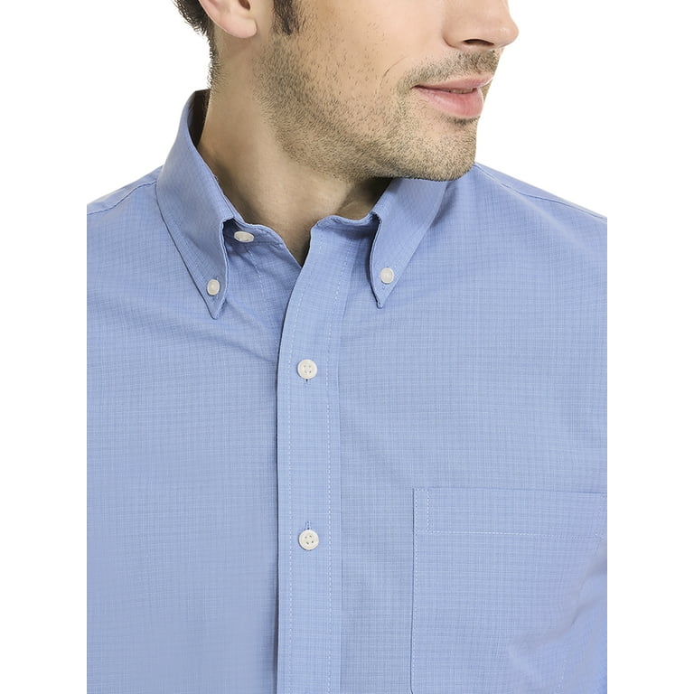 Arrow Mens Hamilton Button Down Dress Shirt with Long Sleeves Men s Size XL Blue