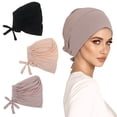 thumbnail image 1 of Qarigey 3x gorro islámico Hijab amplio espacio para pelos banda elástica Underscarf Hijab sombrero de mujer transpirable Sombreros Azul marino+Negro+Blanco, 1 of 6