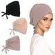 thumbnail image 1 of Qarigey 3x gorro islámico Hijab amplio espacio para pelos banda elástica Underscarf Hijab sombrero de mujer transpirable Sombreros Beige+Blanco+Negro, 1 of 6