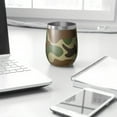 thumbnail image 3 of Camouflage 12oz Stainless Steel Insulated Wine Tumbler with Lid and Straw – Double Wall Vacuum Mug for Hot & Cold Drinks, 304 Steel Interior, Sweat-Free Design, 3 of 5