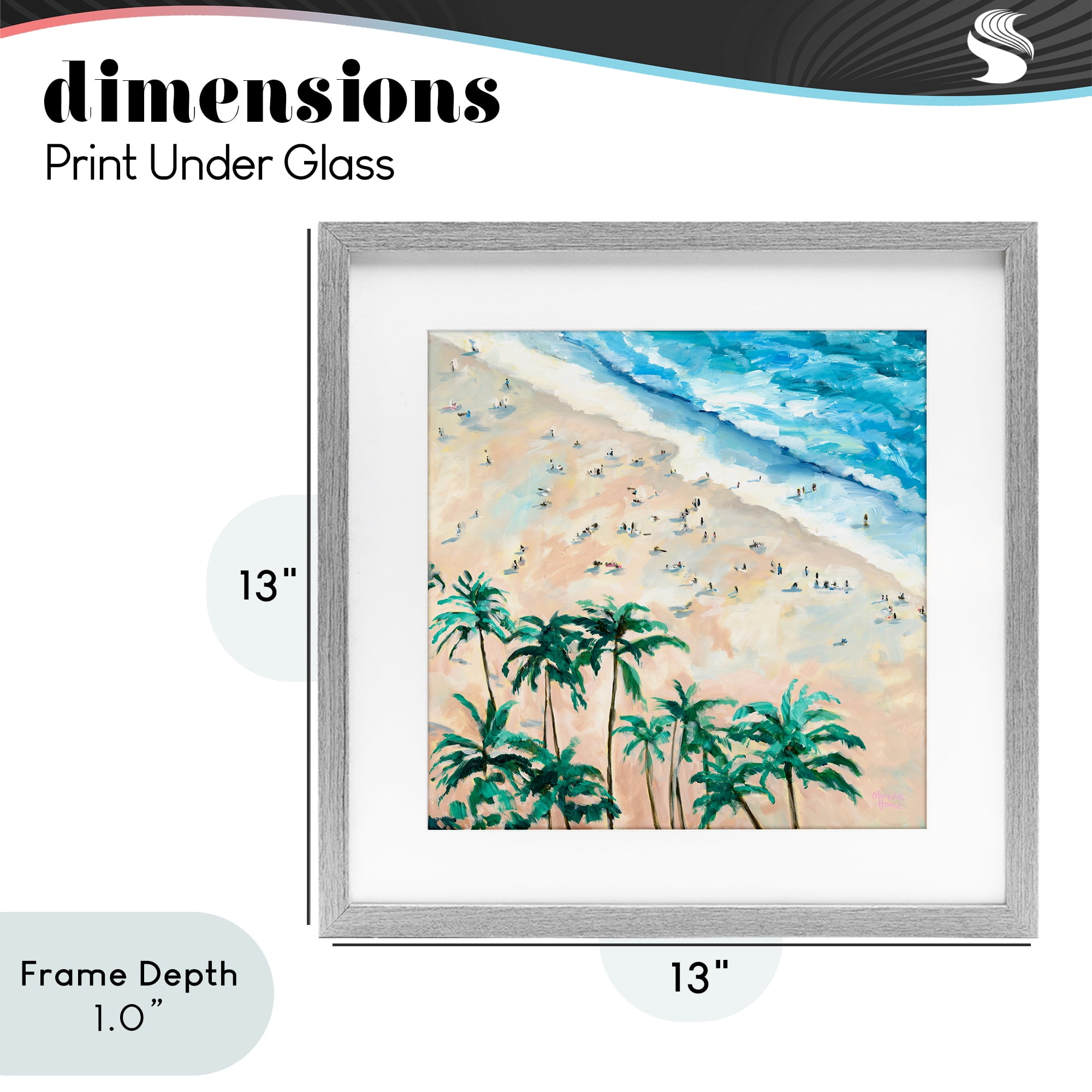 Stupell Industries Waikiki Beach Overview Gray Framed Print Under Glass, design by Meredith Howse