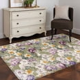 thumbnail image 3 of Dark Sage Green Botanical Area Rugs 3'x5', Small Throw Rugs for Living Room Bedroom, Spring Floral Summer Botanical Retro Indoor Outdoor Rug Non-Slip Low Pile Carpet Runner Reversible Floor Mats, 3 of 8