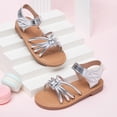 thumbnail image 2 of enyan Kids Sandals Baby Toddler Infant Girls Leather Soft Open Toe Summer Sandals Flower Princess Flat Shoes,Silver,Size 6.5, 2 of 7