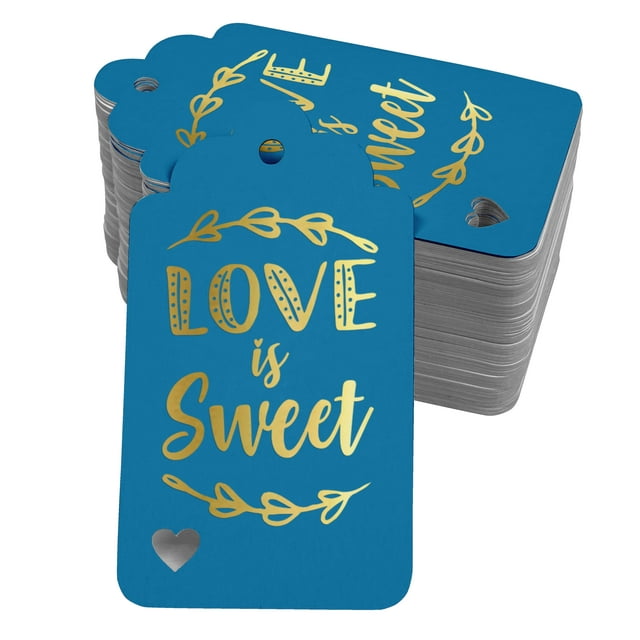 Inkdotpot 100 Pack Love Is Sweet Wedding Favor Paper Tags Craft Real Gold Foil Hang Tag