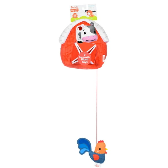 Madriguera de granja de juguete para mascotas Fisher-Price con un gallo de peluche