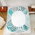 thumbnail image 5 of jejeloiu Boho Bohemian Style Twin Sheet Sets,Abstract Geometric Stripe Twin Fitted Sheet,Cyan White Black Flat Sheet For Men Women,Microfiber Bedroom Decor,3-Piece, 5 of 7