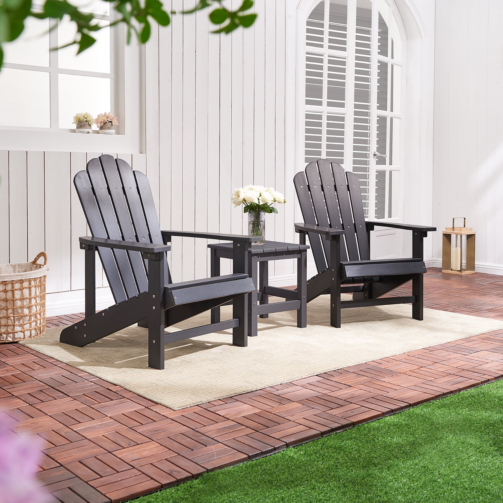 GONICHA Adirondack Chair,All-Weather Poly Lumber Fire Pit Chair for Patio Garden,Black