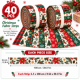 thumbnail image 1 of Christmas Precut Fabric Strips, 40pc Tree Snowflake Holly Plaid Fabric for DIY Quilting and Sewing, 2.56 x 44.09 in Craft Kit, 1 of 4
