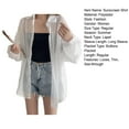 thumbnail image 7 of Mdesiwst Lapel Long Sleeve Transparent Sunscreen Shirt Single Breasted Solid Color Summer Ultrathin Chiffon Shawl Coat, 7 of 7