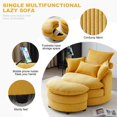 thumbnail image 5 of BUIORD 36"W Swivel Barrel Chair Set, Upholstered Accent Chair with Storage Ottoman, 360° Swivel Chair for Living Room Bedroom, Yellow, 5 of 8