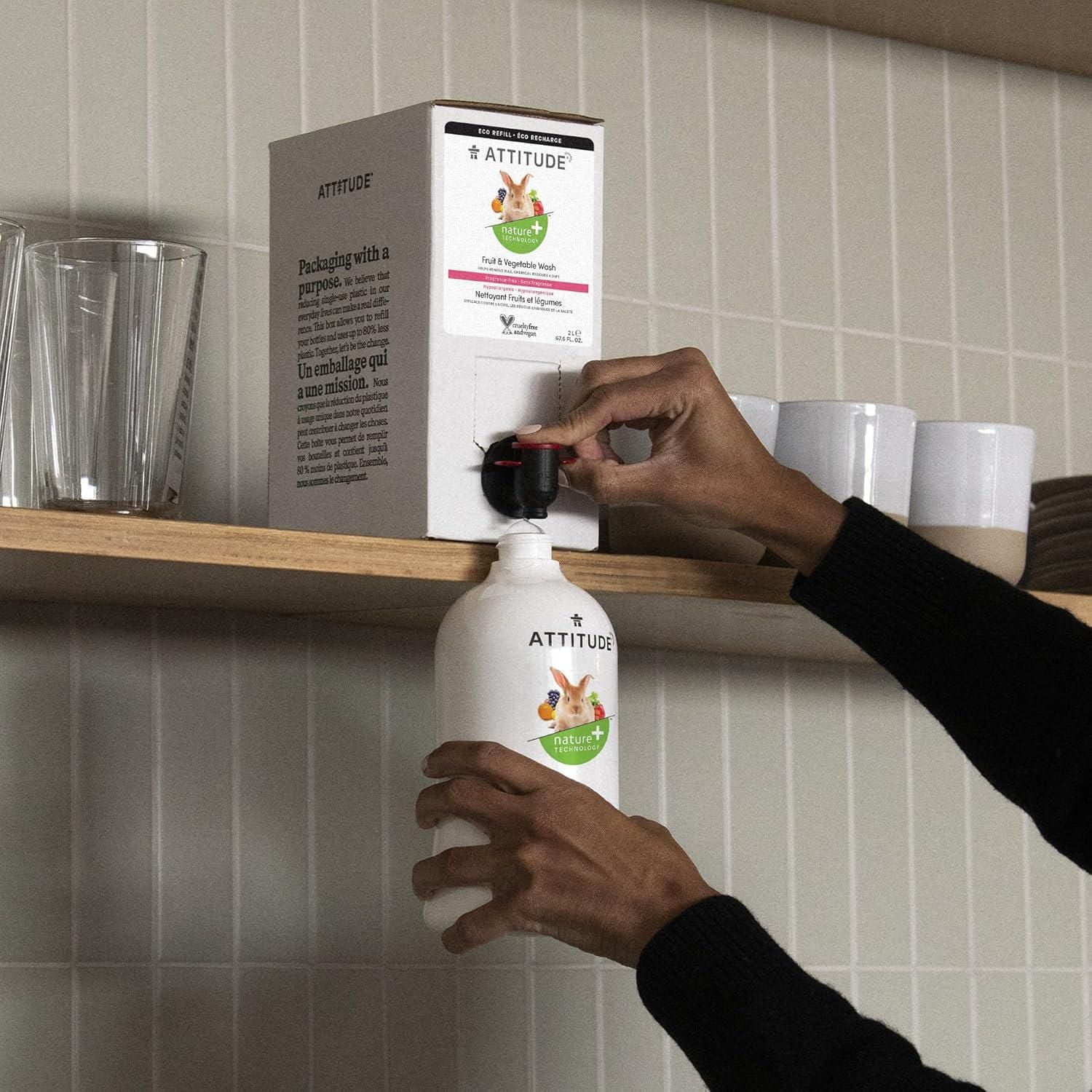 ATTITUDE nature+ technology, Fruit and Vegetable Wash, Refill, Unscented 2L