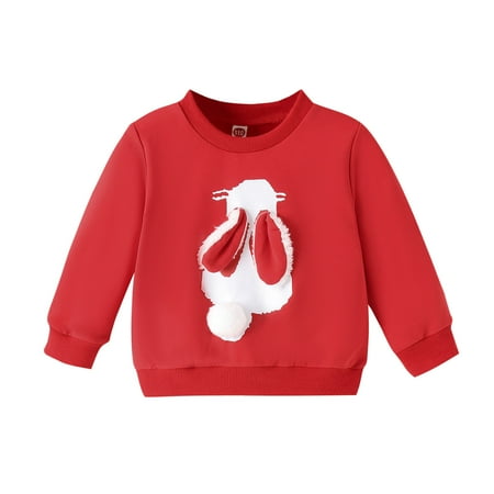 

Kids Hoodies for boys Toddler Girls Long Sleeve Easter Bunny T Shirt Pullover Rabbit Tops Clothes Breathable Sweat Wicking and Warm Hoodie Red 140