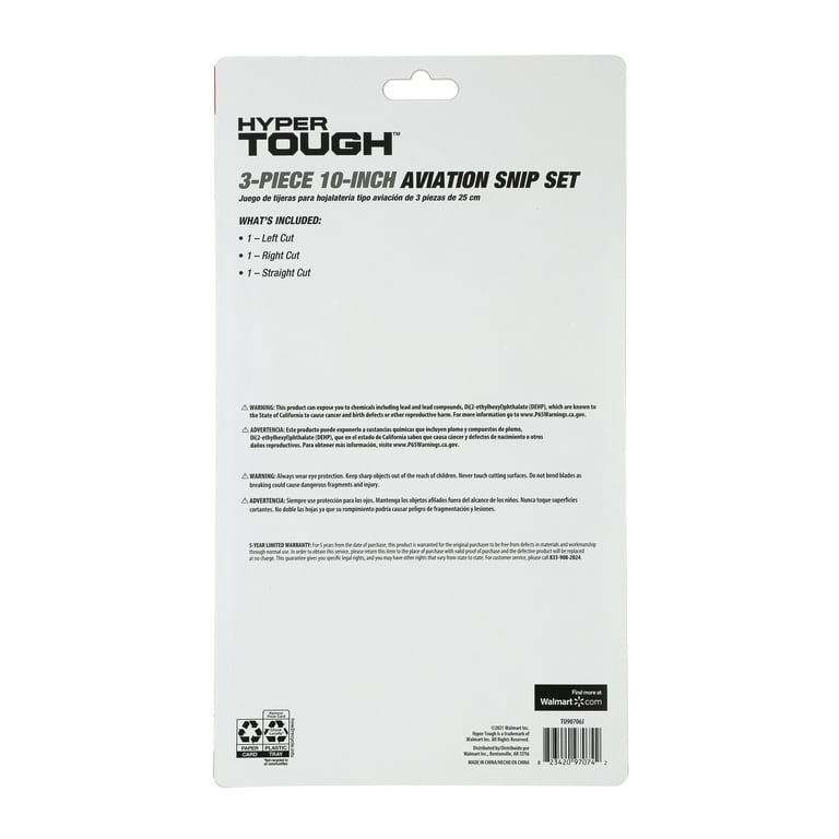 Hyper Tough Aviation Snips Set with Cushion Grips, Includes