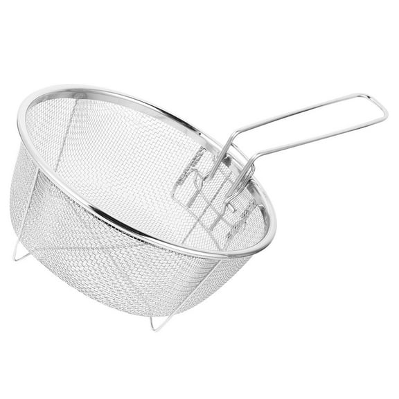 WRISTBIQUE Fry Basket 1Set With Folding Handle For Deep Frying Pot Stainless Steel Kitchen Utensil