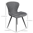 thumbnail image 3 of HomCom Mid-Century PU Leather Accent Dining Chairs, Grey (Set of 2), 3 of 10