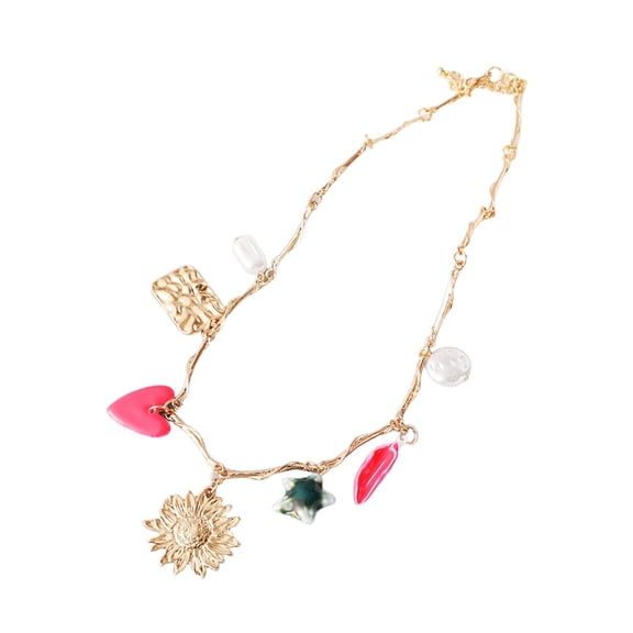 JROCHE Vintage Inspired Alloy Imitation Pearls Necklace Jewelry for Casual Outfits