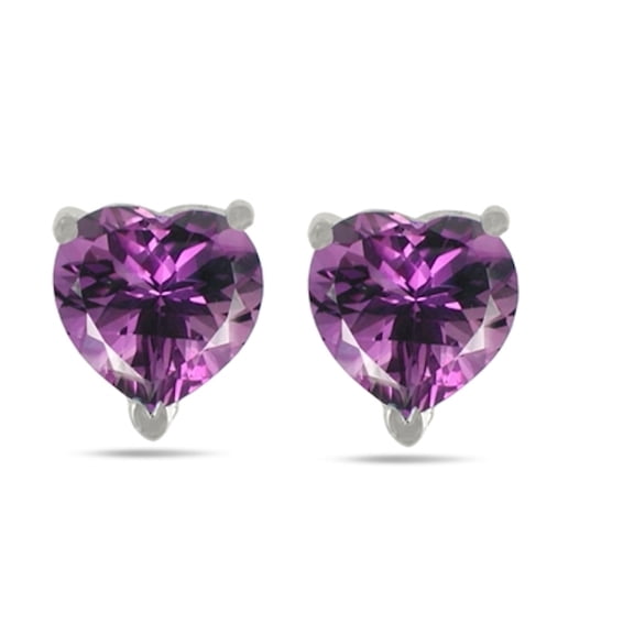 Mauli Jewels Ear Rings for Women 0.9 Carat 5MM Heart Shape Amethyst Earrings Carat 14k White Gold 4 Prong