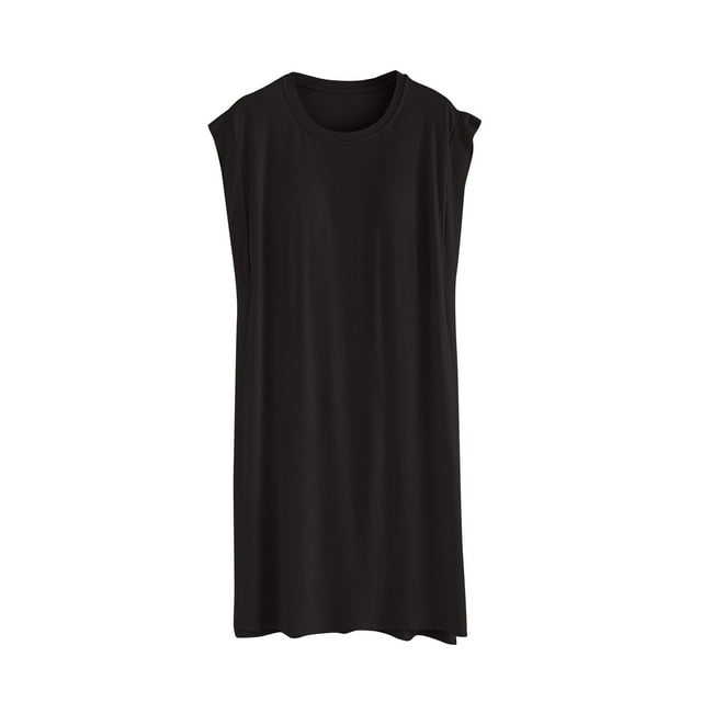 FAIWAD Robe à Manches Cap pour Femme Col Rond Ample Vêtement de Nuit Nuisette Été Grande Taille Chemises de Nuit