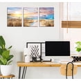 thumbnail image 6 of Beach Pictures Wall-Art - Beach Decor For Bathroom - Ocean Wall Art For Bedroom - Coastal Yellow Wall Decor Ready To Hang Size 16" x 12" x 3 Pieces Canvas art, 6 of 6