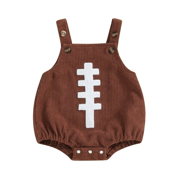 Elippeo Baby Boys Girls Overalls Sleeveless Football Embroidery Rompers Newborn Summer Fall Outfit 3 6 9 12 Months