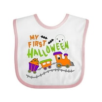 Inktastic My First Halloween- Train with Pumpkins, Bats, Cat,and Ghost Boys or Girls Baby Bib