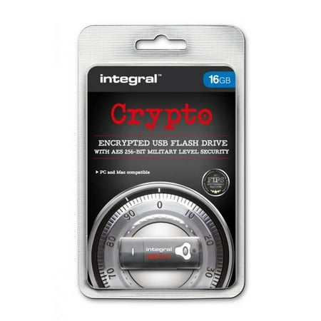 16GB Integral Crypto Drive FIPS 197 Encrypted USB Flash Drive (256-bit Hardware (Best Encrypted Flash Drive)