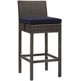 thumbnail image 3 of Modway Tabouret de Bar Extérieur en Rotin avec Conduit Marron et Bleu Marine (Lot de 4), 3 of 5