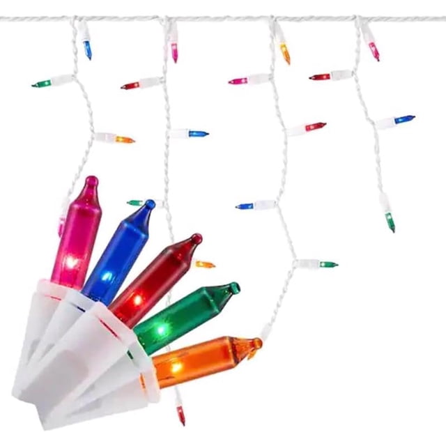 Luces navideñas con forma de carámbano, color platino, T5, RGBW, 15 m