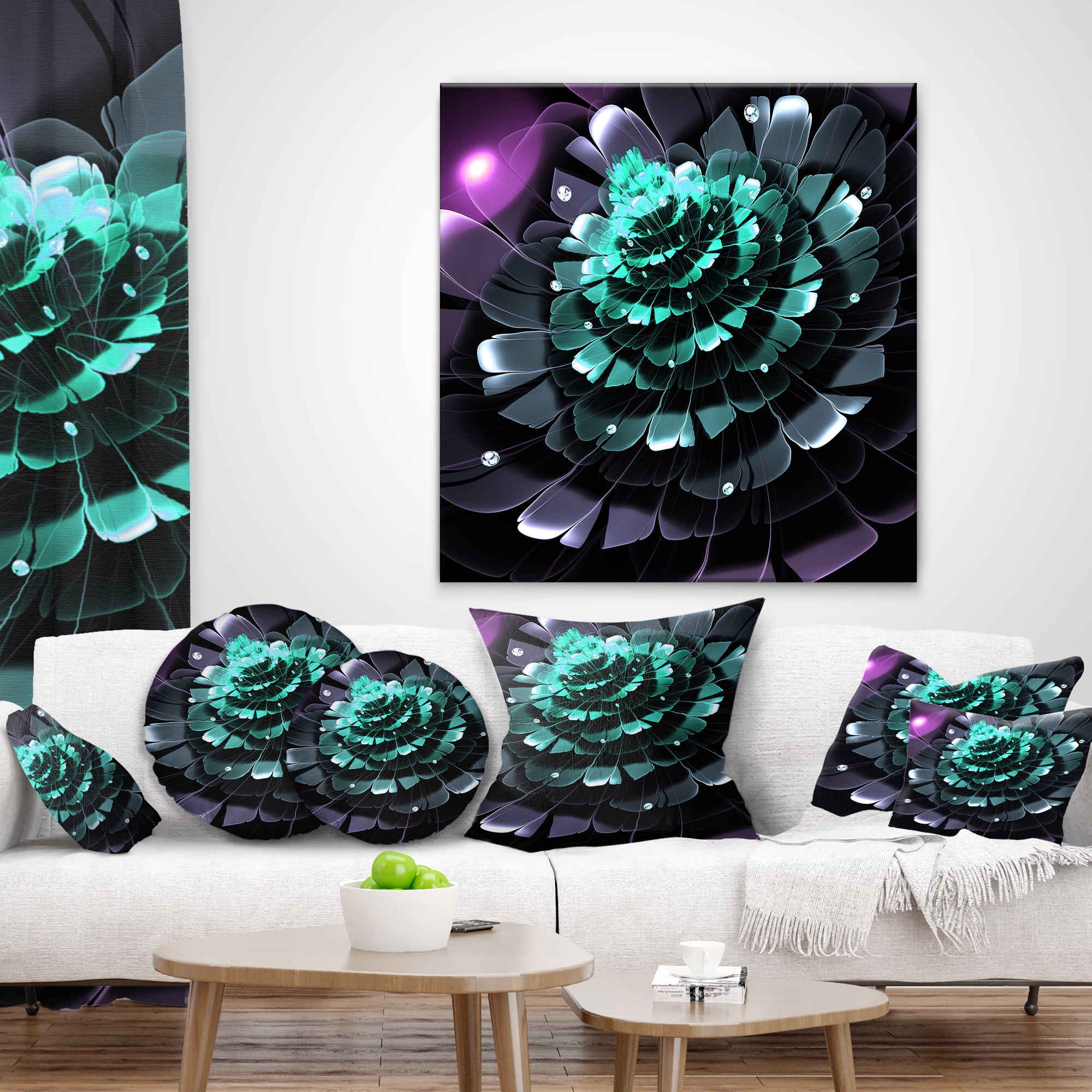 Designart 12" x 20" Green Polyester Throw Pillow