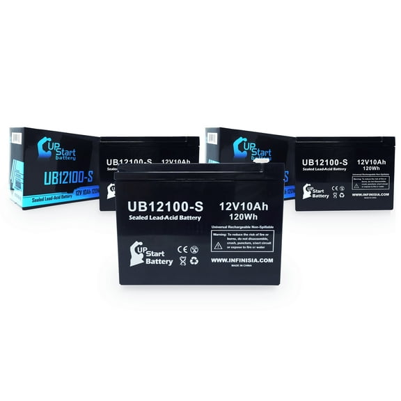 3x Pack - Schwinn S750 Battery Replacement - UB12100-S Universal Sealed Lead Acid Battery (12V, 10Ah, 10000mAh, F2 Terminal, AGM, SLA)