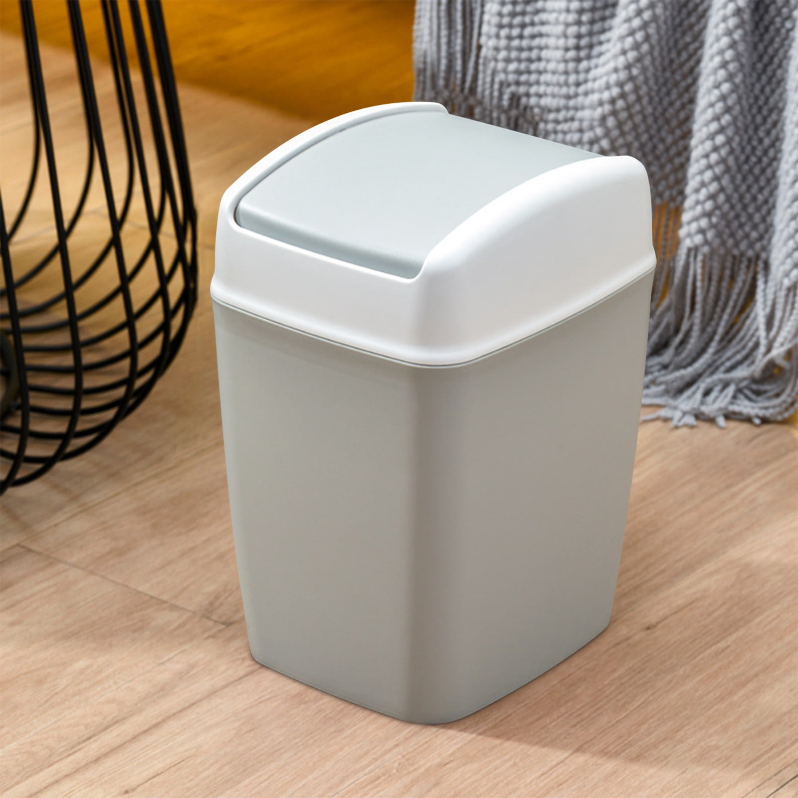 Qholemyo High end Household Flip Top Garbage Bin With Lid Kitchen Trash Can Living Room Toilet Bathroom Indoor Trash Can