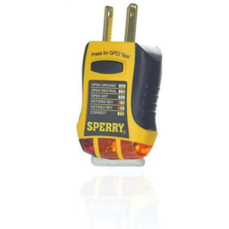Sperry Instruments GFI6302 GFCI Outlet Receptacle Tester Standard 120V AC Outlets 7 Visual Indication Wiring Legend Home Professional Use