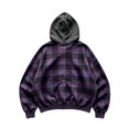 thumbnail image 5 of JIAYUE Men Zip Up Hoodie Stylish Plaid Color Block Oversize Long Sleeve With Pocket Sweatshirt Outerwear for Daily Commute, 5 of 5