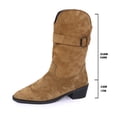 thumbnail image 4 of PBFRDSJ Women's Casual Round Toe Mid Calf Cowboy Boots Western Suede Cowboy Mid Calf Boots for Women Outdoor Daily Wear, 4 of 8