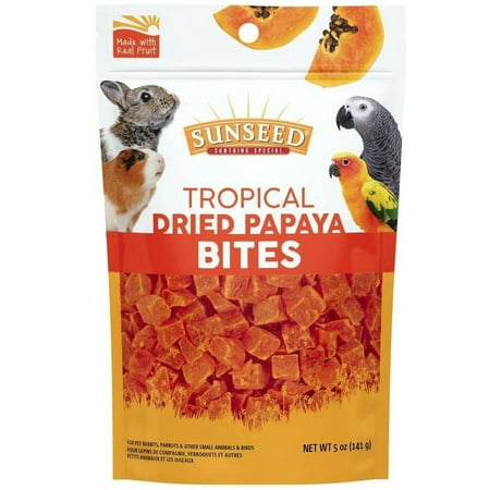 Sunseed Tropical Dried Papaya Bites for Birds and Small Animals [Small Pet, Small Pet Treats] 5 oz