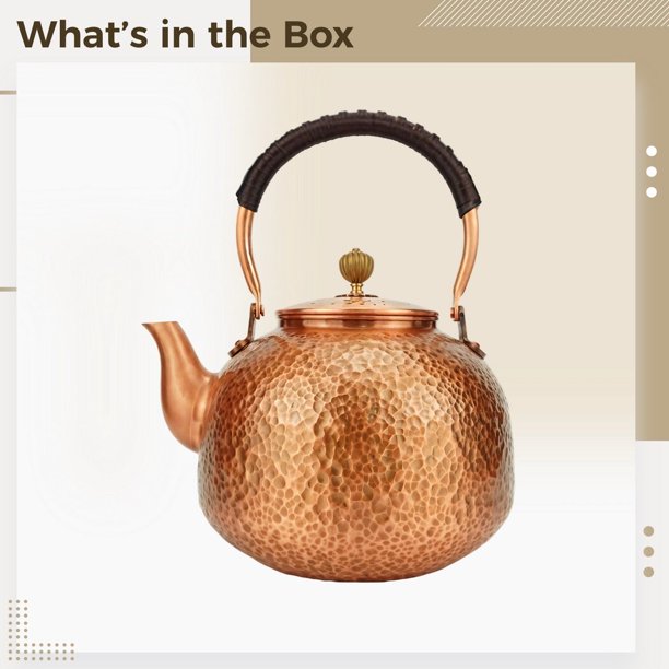 Copper Tea Kettle for Stove Top - 2.2L Large Capacity Vintage