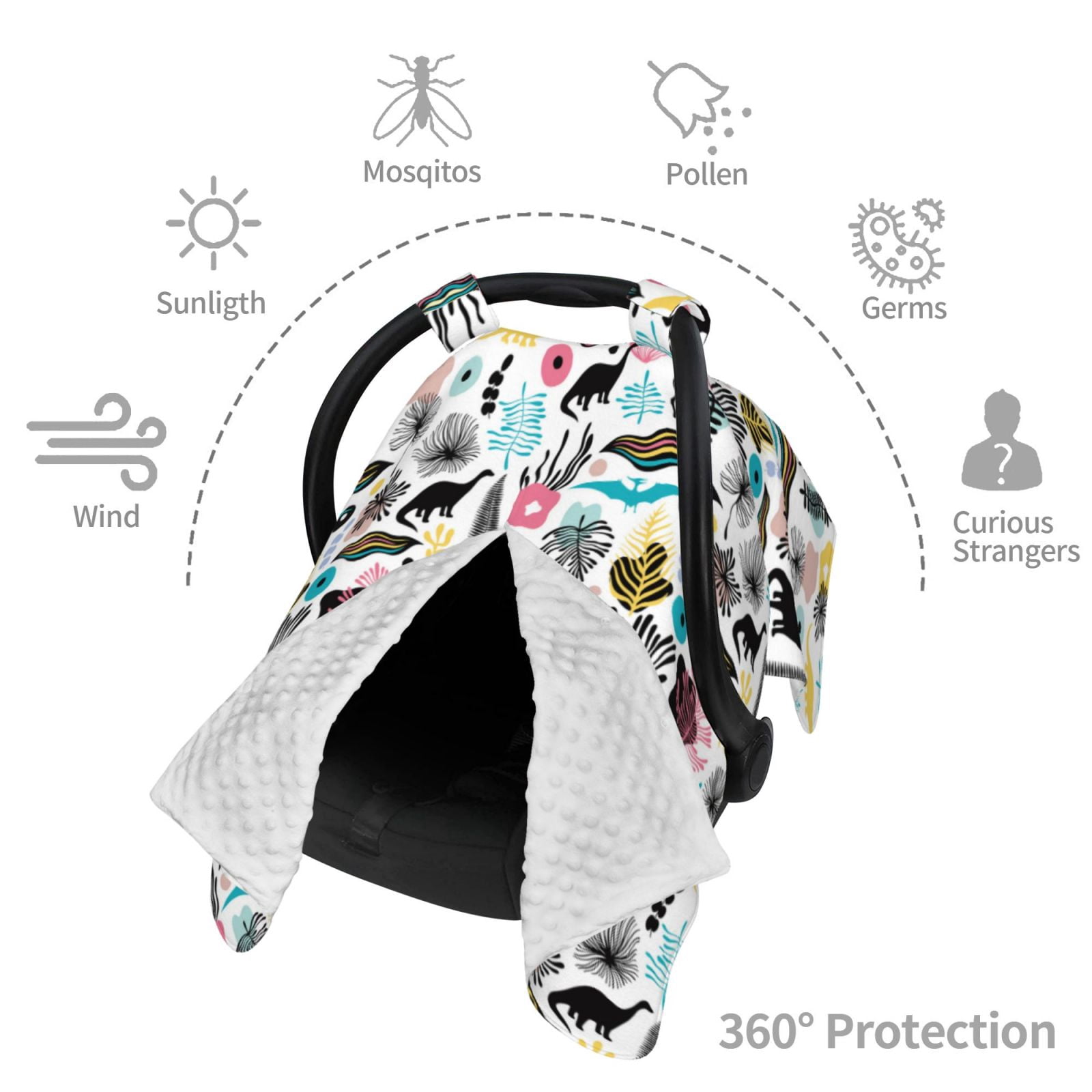 Car Seat Cover Baby - Dinosaur print F Breathable Infant Car Seat Cover for Baby Carseat, Lightweight Comfort Baby Essentials Must Haves Newborn Stuff for Girl Boy