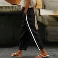thumbnail image 2 of Hurxie Women Side Stripe Pants Y2k Elastic Waist Wide Leg Baggy Track Pant Lace Trim Parachute Pants with Pockets Black,XL, 2 of 7