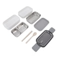 thumbnail image 3 of Double Layer Bento Box, Leak Proof Stackable  Stainless Steel Lunch Container With , Support Heated By Microwave Oven, For Adult Kids School Work Picnic Travel, 3 of 8