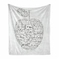thumbnail image 1 of Educational Soft Flannel Fleece Throw Blanket, Equations and Formulas in the Shape of an Apple Learning Knowledge Student, Cozy Plush for Indoor and Outdoor Use, 50" x 60", Black White, by Ambesonne, 1 of 6