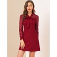 thumbnail image 3 of Unique Bargains Élégant Cravate Partie Maille Pure Panneau Points une Ligne Mini Robe de Femmes, 3 of 6