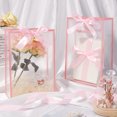 thumbnail image 3 of 12Pcs Pink Clear Party Favor Bags Gift Wrap Plastic Tote Rectangle Transparent with Handle 23m Ribbon Wedding Valentines Reusable Small Flower Bags, 3 of 5