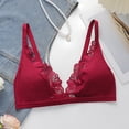 thumbnail image 5 of Feancey Womens Lace Bras Deep V Plunge No Underwire Bra Adjustable Straps Triangle Bralettes Breathable Lingerie Bra for Date Night Wine S, 5 of 8