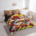 thumbnail image 3 of Homewish Kids Boys Red Truck 7 Pieces Bedding Comforter Set,Cartoon Car Theme Full Bedding Set Lightweight,Graffiti Splash Fitted Sheet Flat Sheet,Lightweight Room Decor,Reversible, 3 of 8