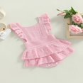 thumbnail image 3 of Baby Girls Knitting Rompers Solid Color Fly Sleeve Ruffle Hem Casual Party Street Spring Fall Summer Rompers Brown 3-6 Months, 3 of 8