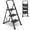 Black, variant on Favory 2-Step Ladder with Wide Anti-Slip Platform & Thick Rubber Feet | Heavy Duty Foldable & Portable | 330 lbs Capacity, Steel Frame, Rubber Handgrip, Folding Step Stool-Black