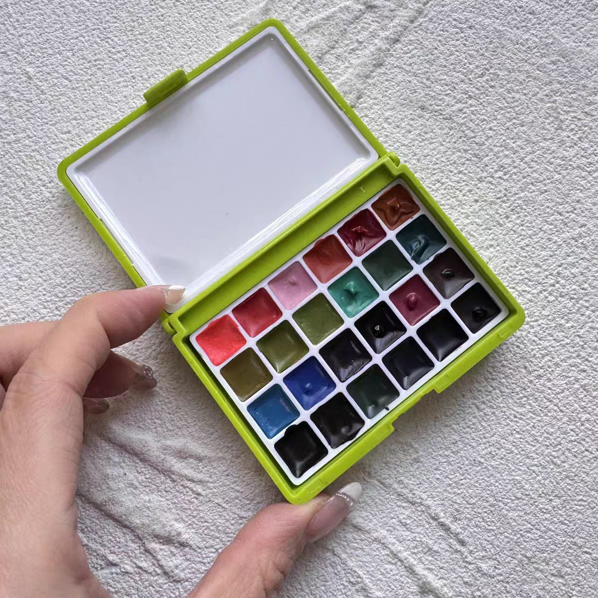 Holbein Artist Handmade Watercolor Pastel Set 12 Colors 1ml and Granulating Colors 24 Colors 0.5ml Professional Opaque Watercolor+Color Card